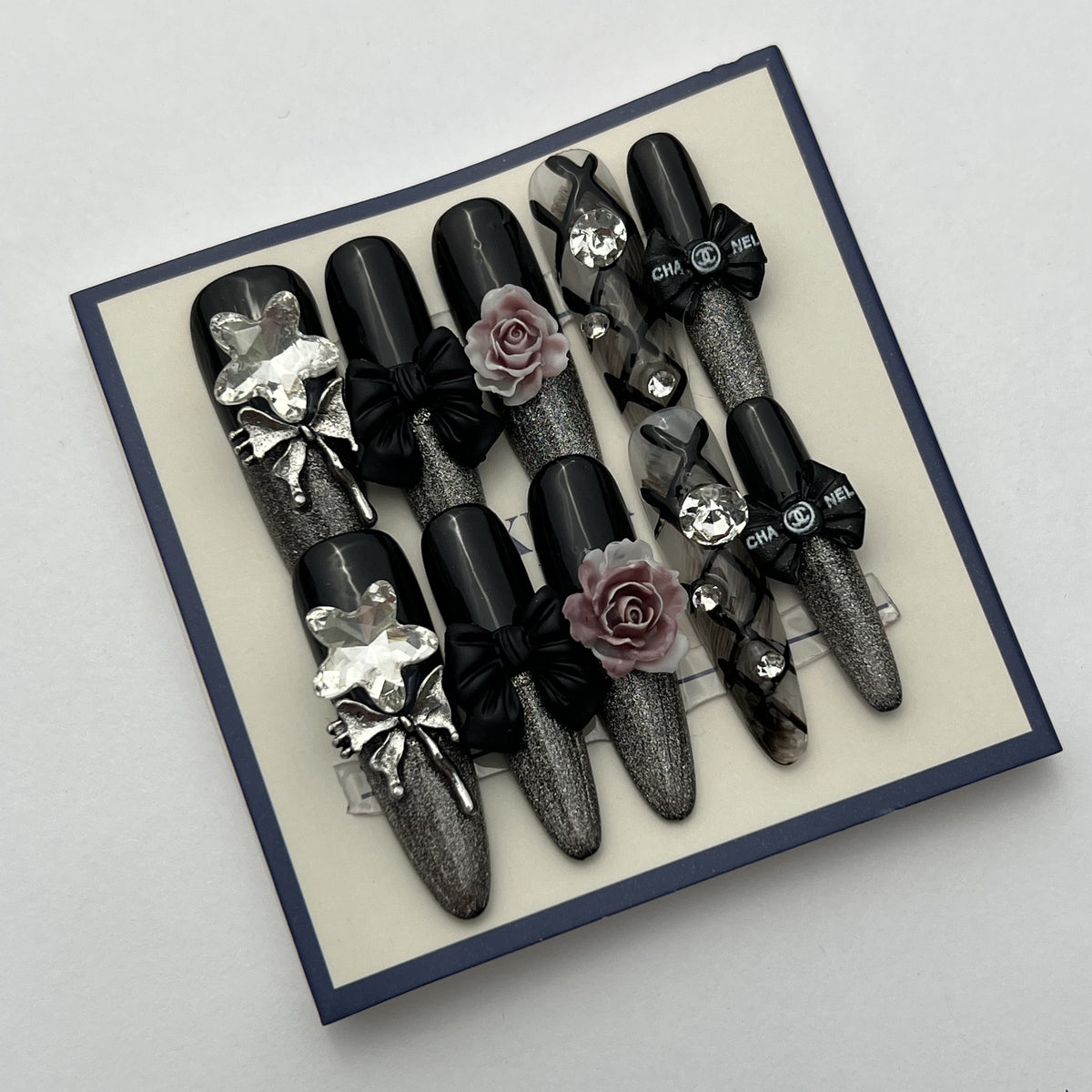KUZA Press On Nails - Stiletto / Coffin / Almond Nails Special Designs - Small size - 8909/8910/8911/8912/8913