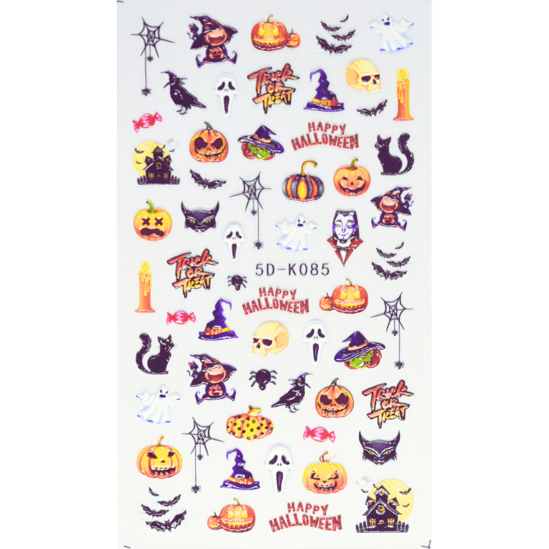 JNBS 5D Embossed Nail Sticker Happy Halloween