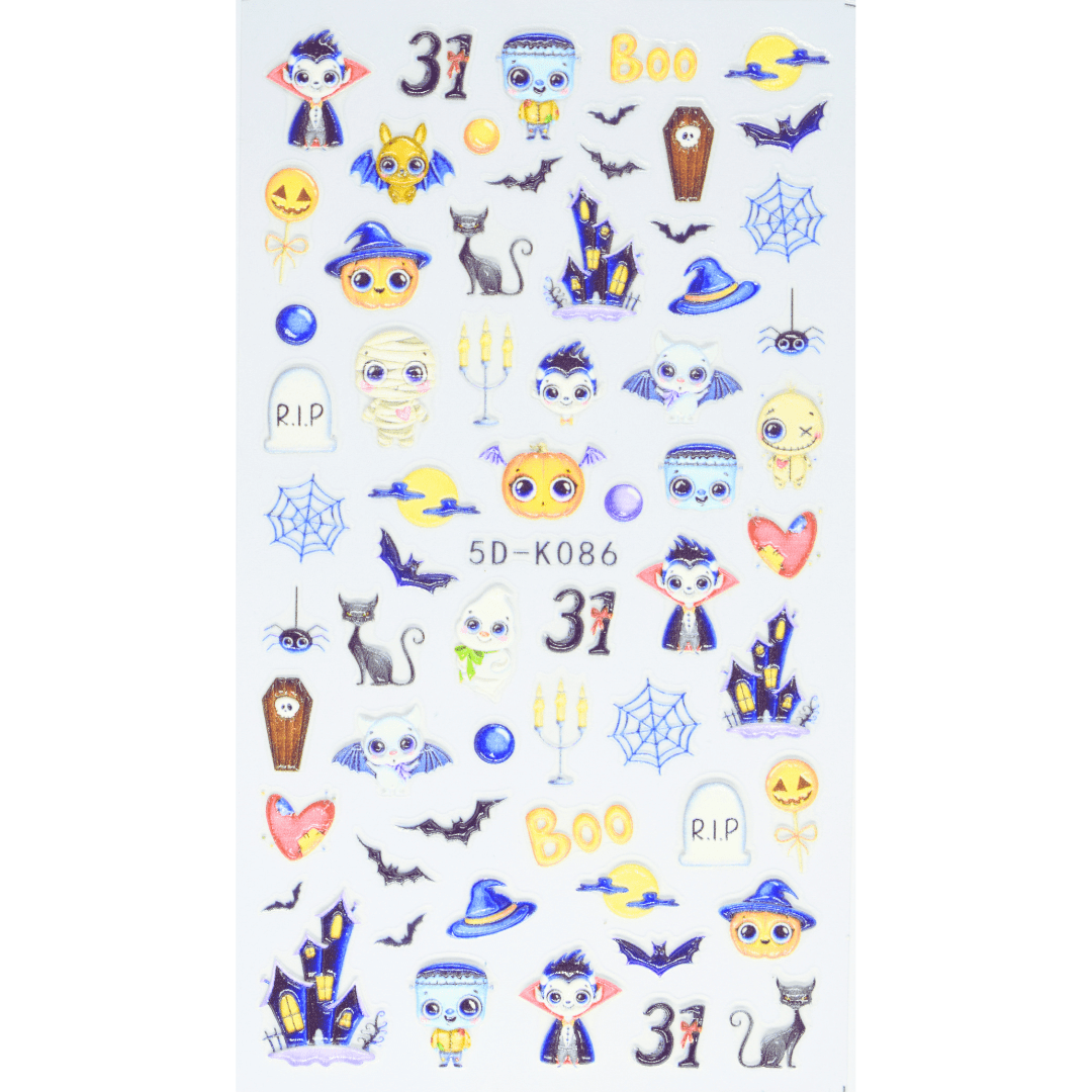 JNBS 5D Embossed Nail Sticker Happy Halloween