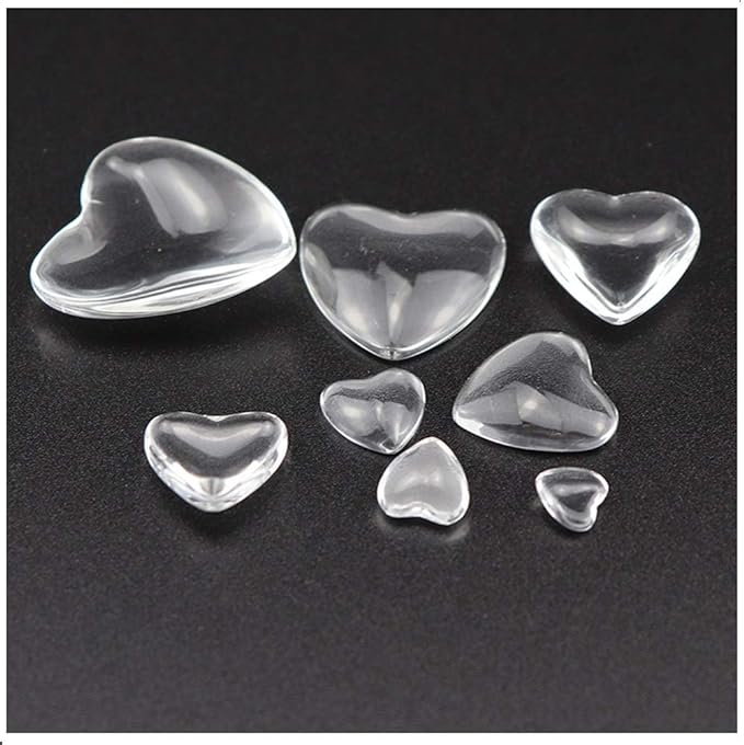 JNBS Nail Charm Clear Glass Cabochons Heart 7367