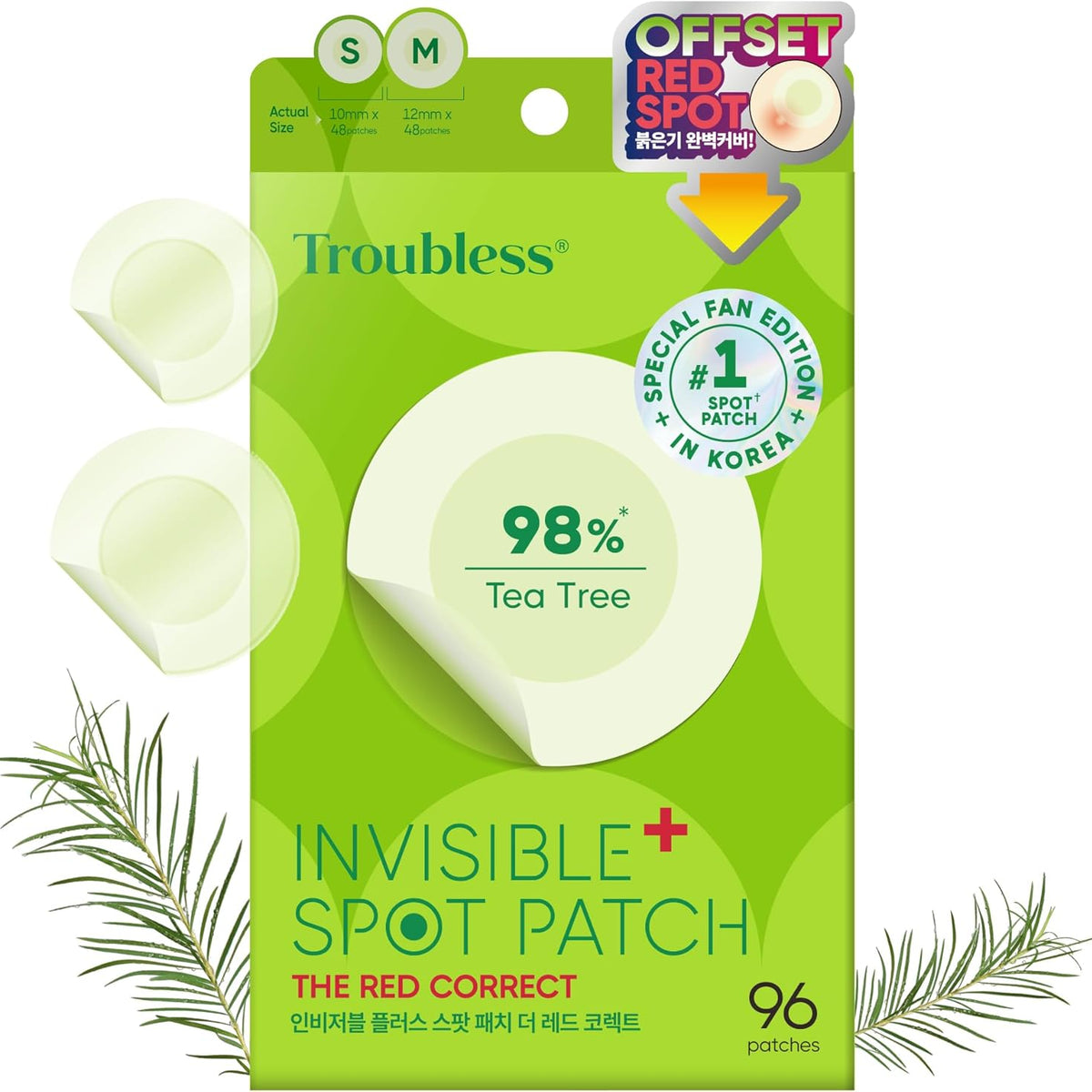 TROUBLESS Invisible Plus Spot Patch The Red Correct (96 Patch ...