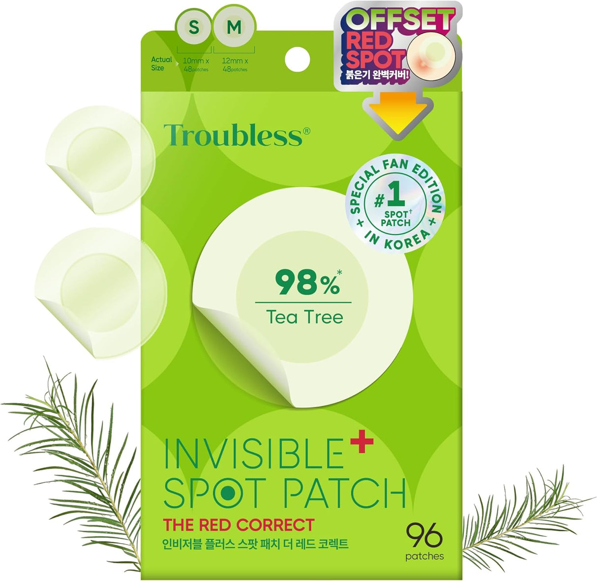 TROUBLESS Invisible Plus Spot Patch The Red Correct (96 Patch)