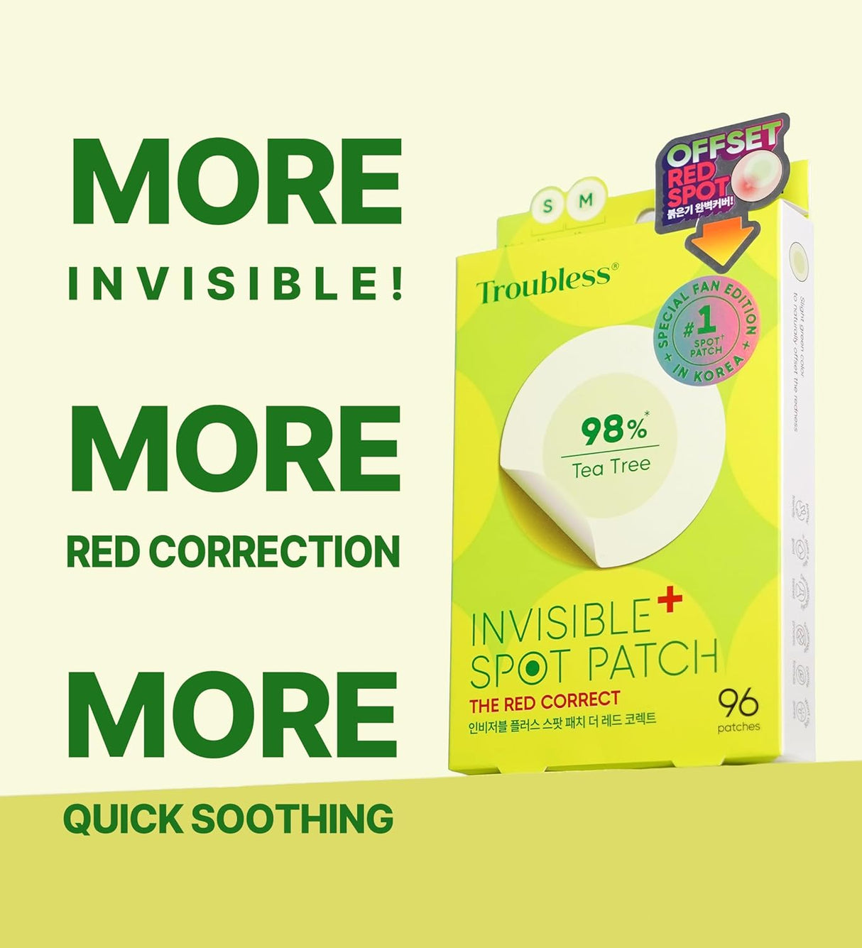 TROUBLESS Invisible Plus Spot Patch The Red Correct (96 Patch)
