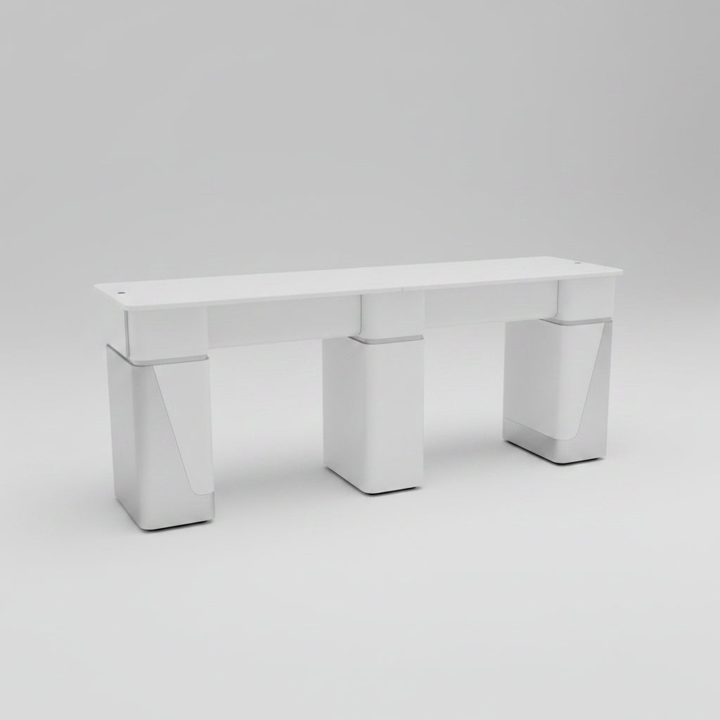 Manicure Nail Table Double TJ-42 - White/Silver - White Top (Please Call JNBS to Order)