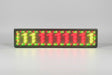 LED display with red and green lights on a white background