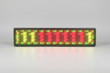 LED display with red and green lights on a white background
