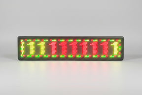 LED display with red and green lights on a white background