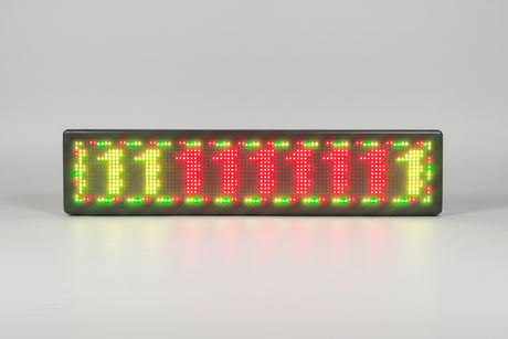 LED display with red and green lights on a white background