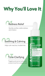 NINE LESS A-Control 10% Azelaic Acid Serum 30ml + Free Gift: 1 Azelaic Acid Cream 15ml
