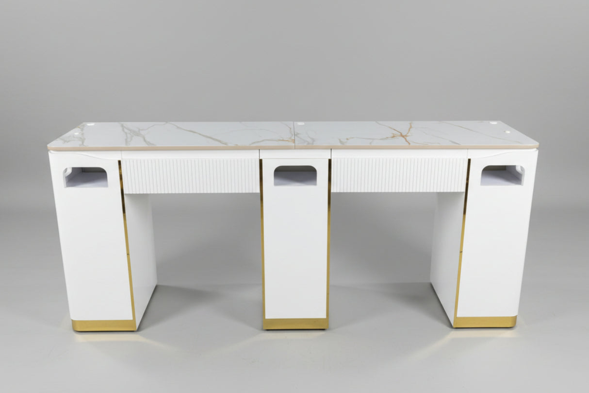 JNBS Royal Double Manicure Table with Ceramic Table Top (Please Call JNBS to Order)