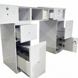 Manicure Nail Table Double TJ-42 - White/Silver - White Top (Please Call JNBS to Order)