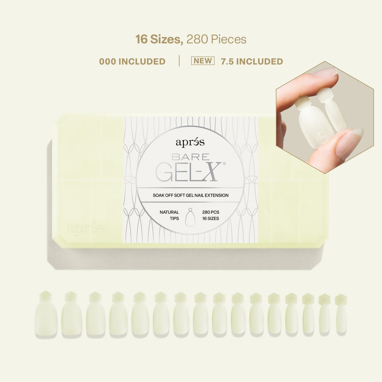 Aprés Bare Gel-X® Natural Box of Tips (16 sizes, 280pcs)