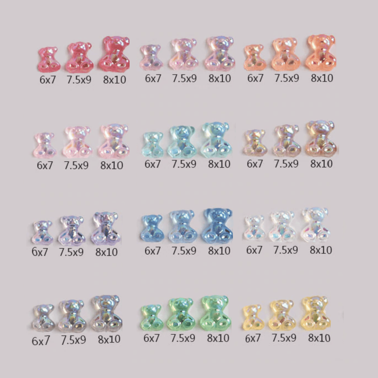 JNBS 3D Kawaii Charm Art Aurora Gummy Bear (Bag of 10 pcs)