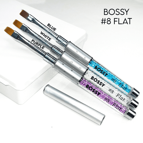 BOSSY Gel Brush Set Crimped FLAT (Lid included)