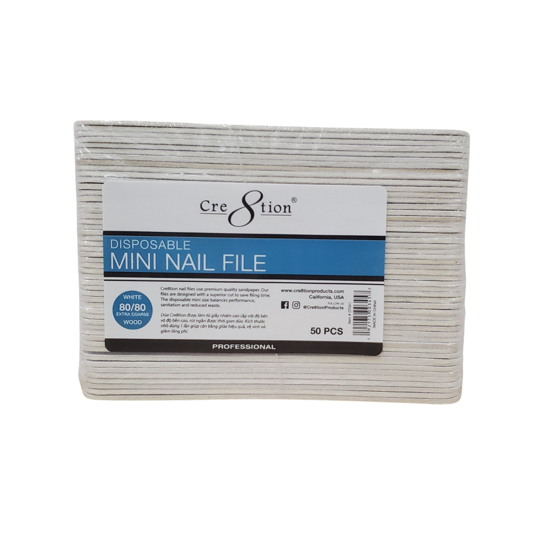 Cre8tion Disposable Mini Nail File Regular WHITE 80/80 (50pcs)
