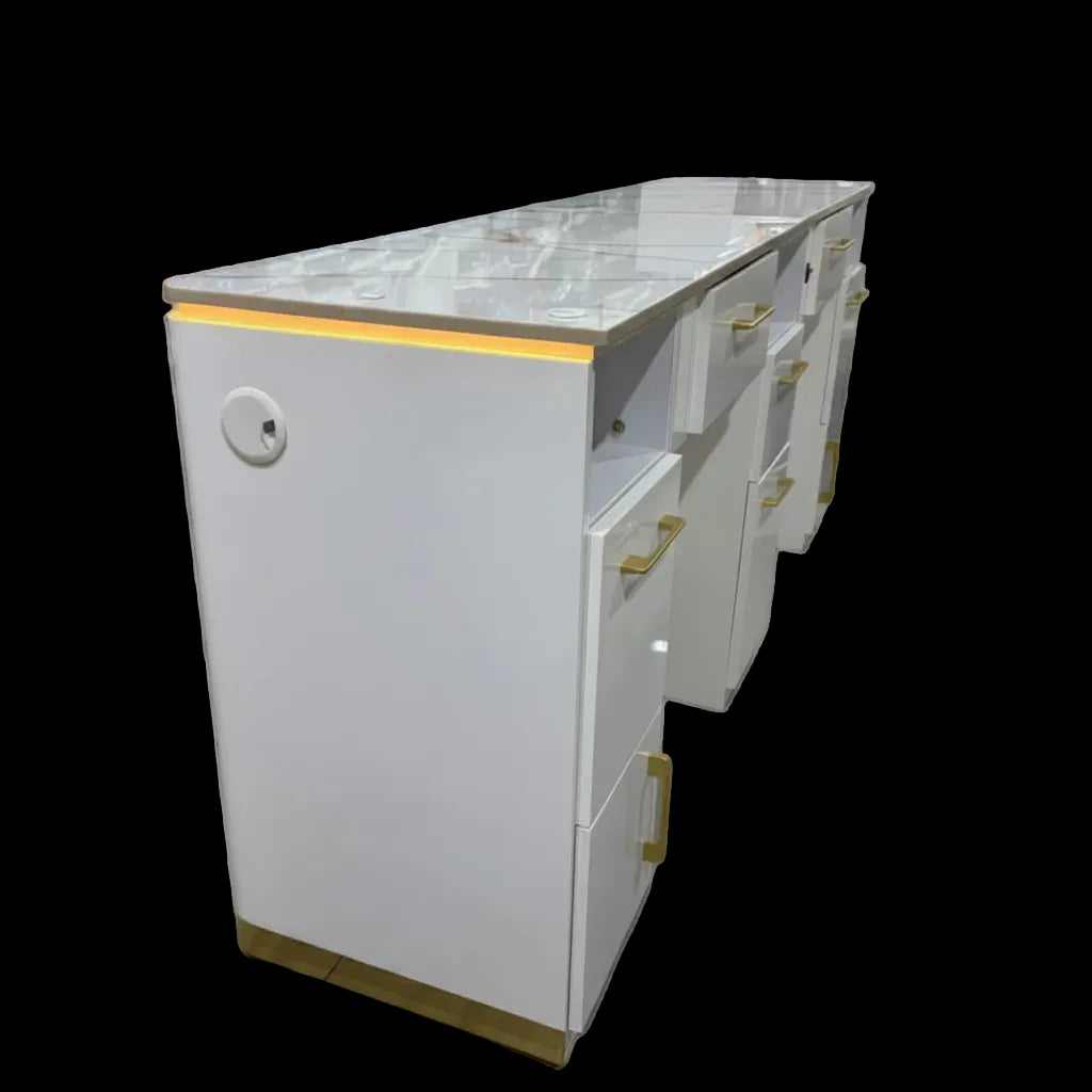 JNBS Royal Double Manicure Table with Ceramic Table Top (Please Call JNBS to Order)