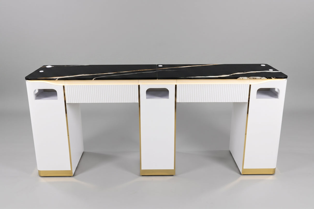 JNBS Royal Double Manicure Table with Ceramic Table Top (Please Call JNBS to Order)