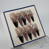 KUZA Press On Nails - Long Stitello Nails with Charms - 8894/8895