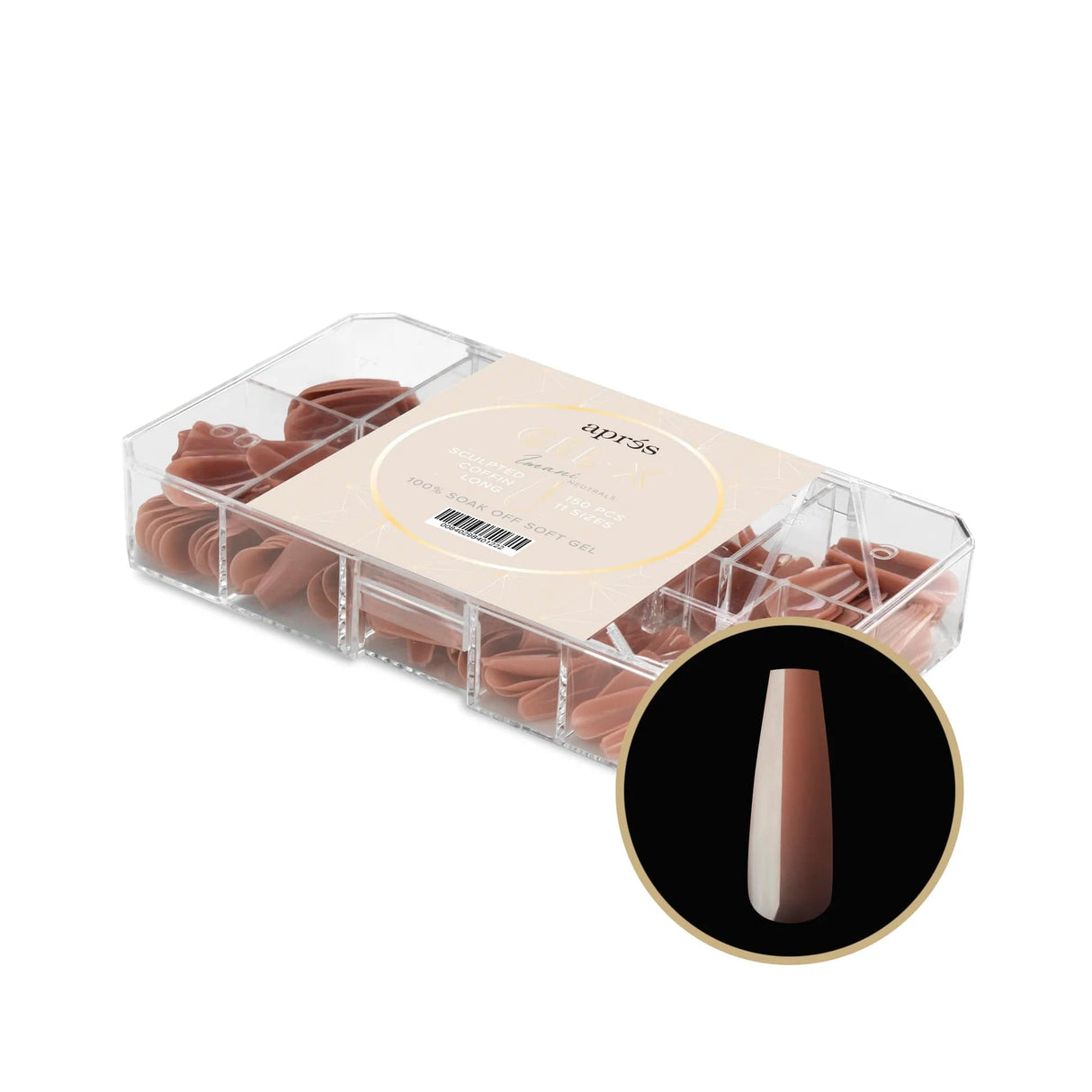 Apres Gel X™ NEUTRALS Box of 150pcs Imani Sculpted Coffin Long Tips