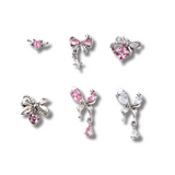 JNBS Nail Charm Diamond Pink Zircon Bow 7351 (6pcs)