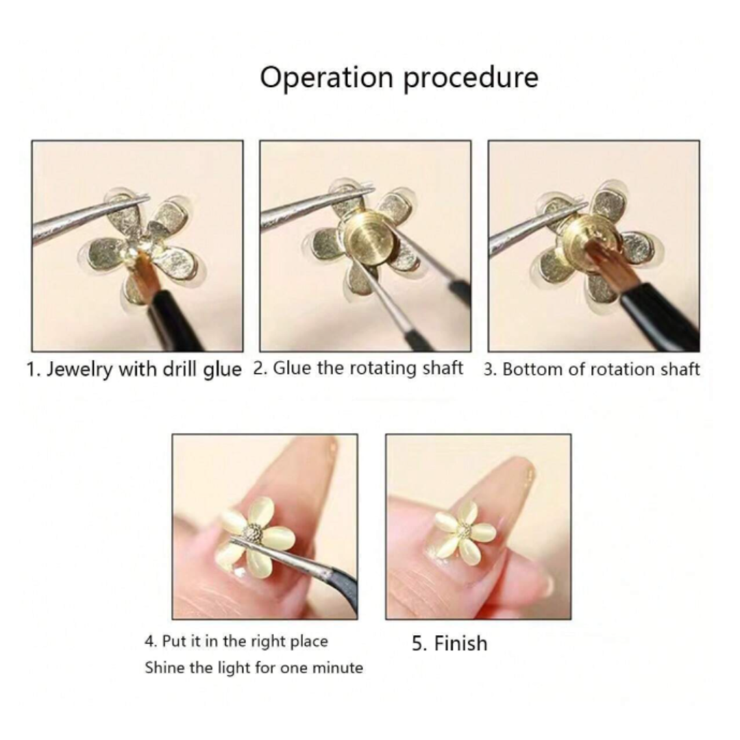 JNBS Metal Rotatable Bearing Spinner Nail Art Decorations (10pcs/bag)