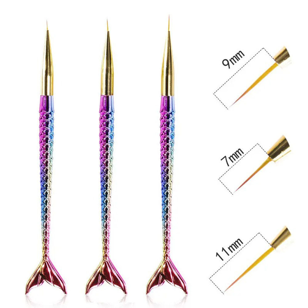 JNBS Nail Art Brush Liner Rainbow Set 3 pcs