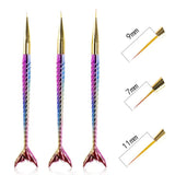 JNBS Nail Art Brush Liner Rainbow Set 3 pcs