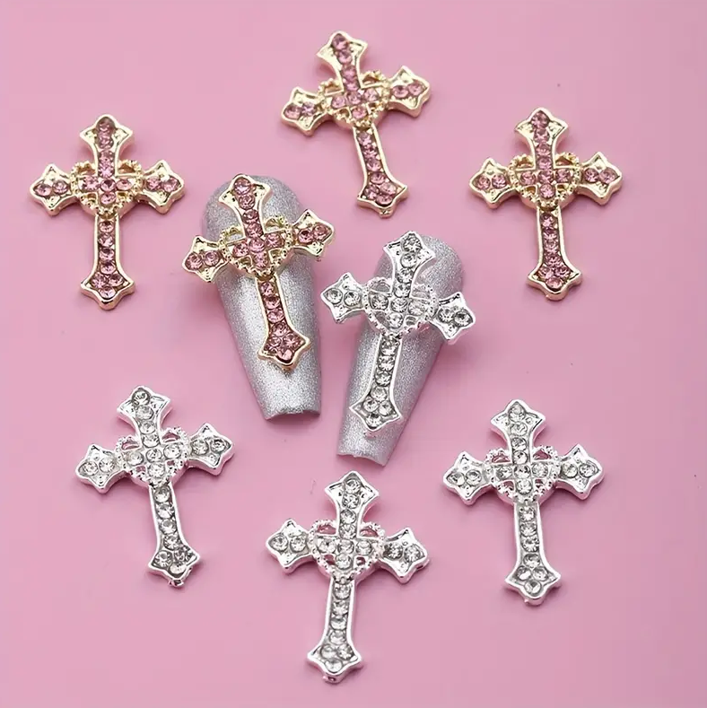 JNBS Nail Charm 3D Cross Heart Shaped Alloy (8pcs)