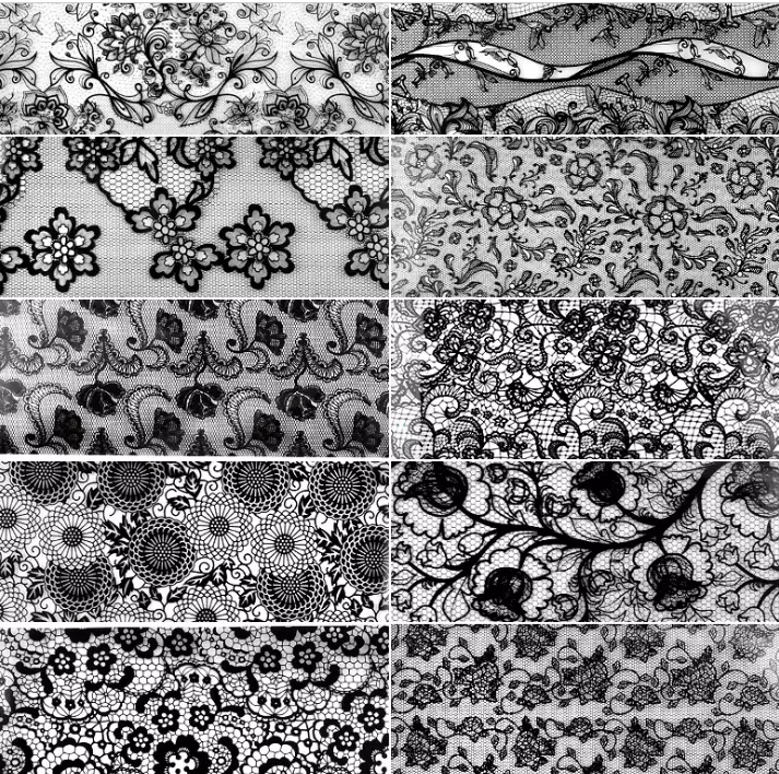 JNBS Nail Foil Box of 10 Sheets Black Lace Flower Floral 7924