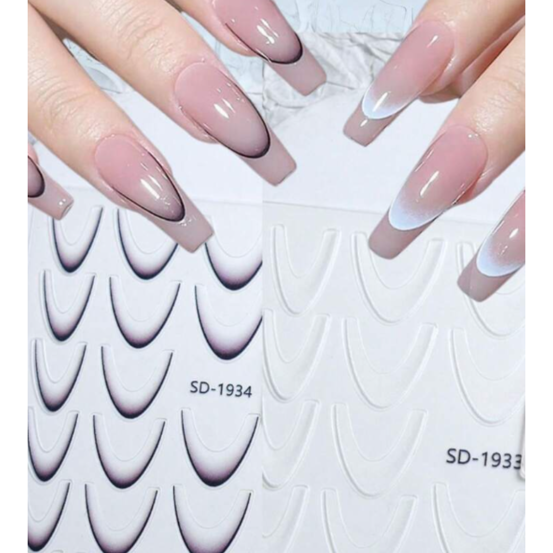 JNBS Nail Sticker                  \French Black And White Thin