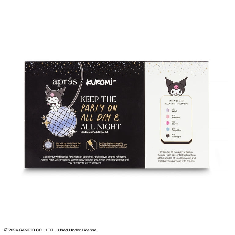 Apres Gel Couleur Kuromi™ Naughty and Nice Flash Glitter Gel Couleur (Set of 5), 10ml
