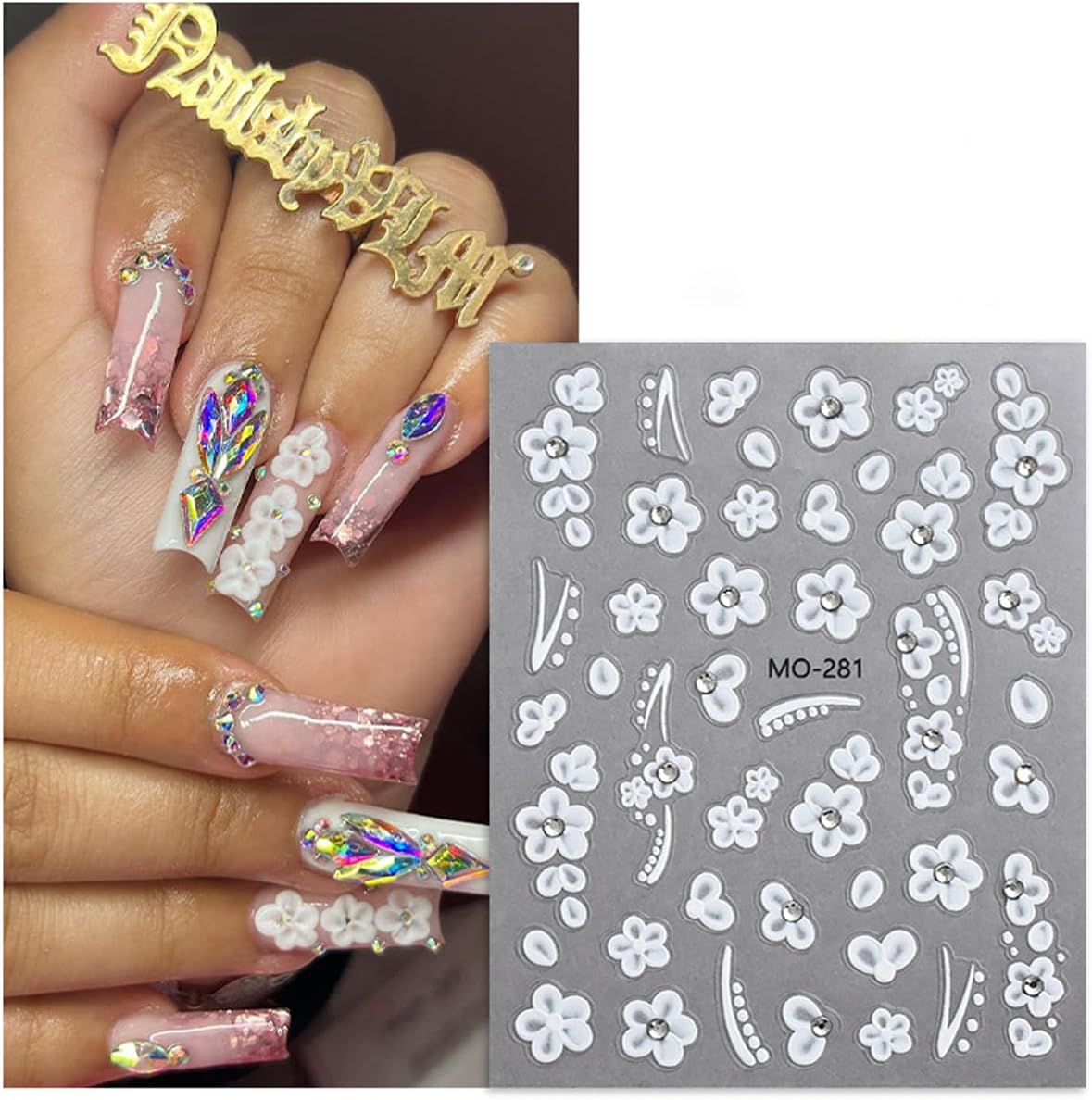 MOSR Nail Art Sticker 5D Embossed Flower