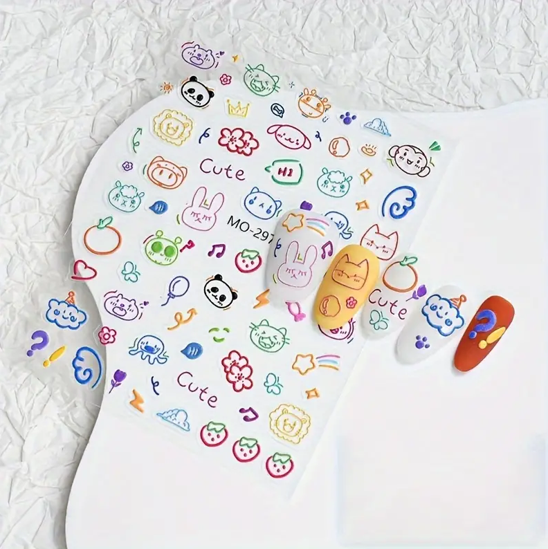 MOSR Nail Art Sticker Embossed Cartoon