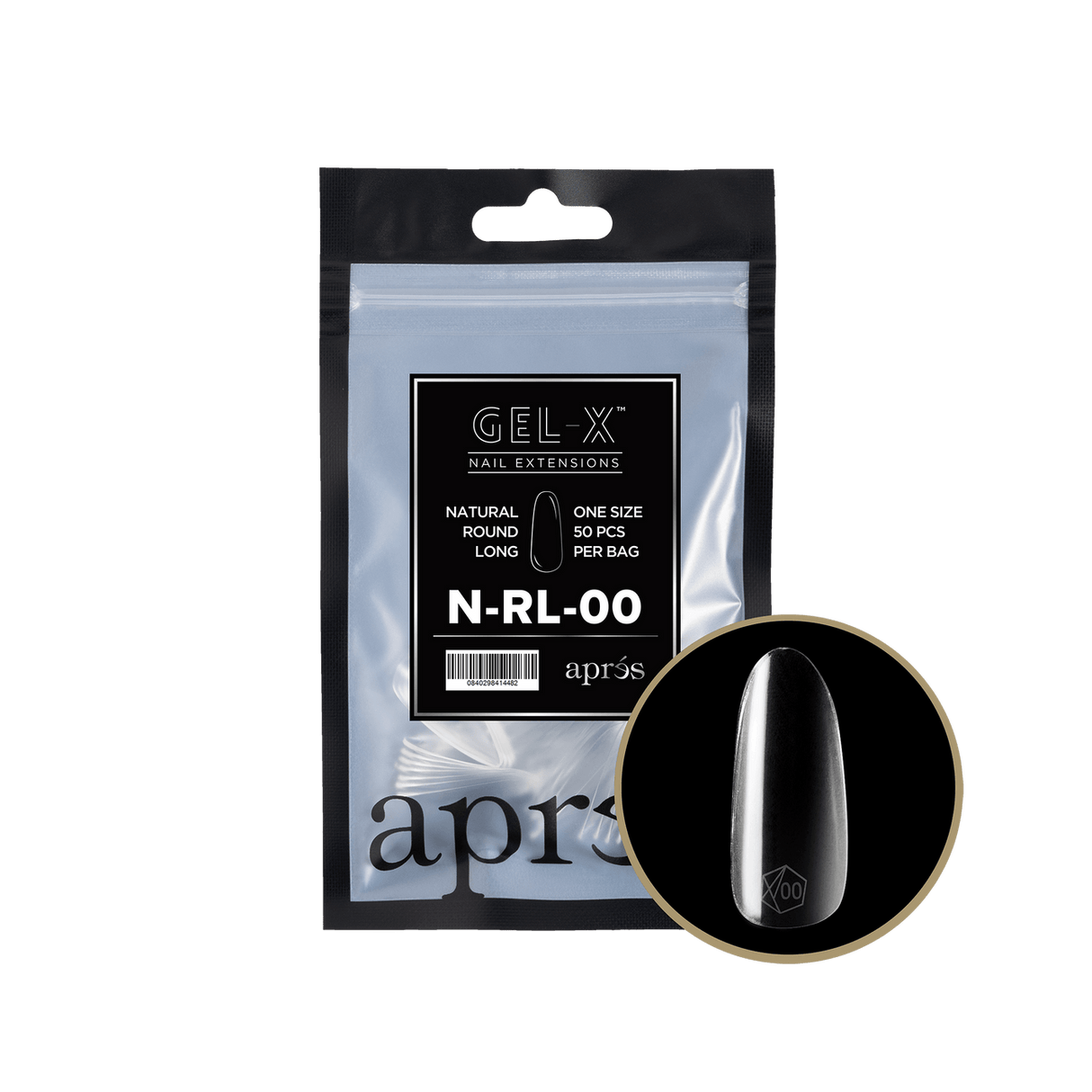 Apres Gel X™ Refill Bags (50pcs) Natural Round Long Tips