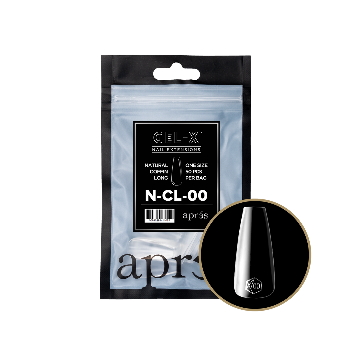 Apres Gel X™ Refill Bags (50pcs) Natural Coffin Long Tips