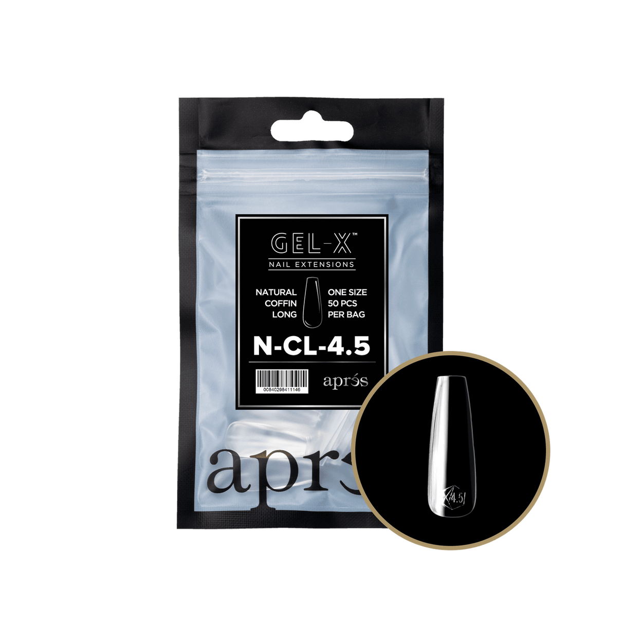 Apres Gel X™ Refill Bags (50pcs) Natural Coffin Long Tips