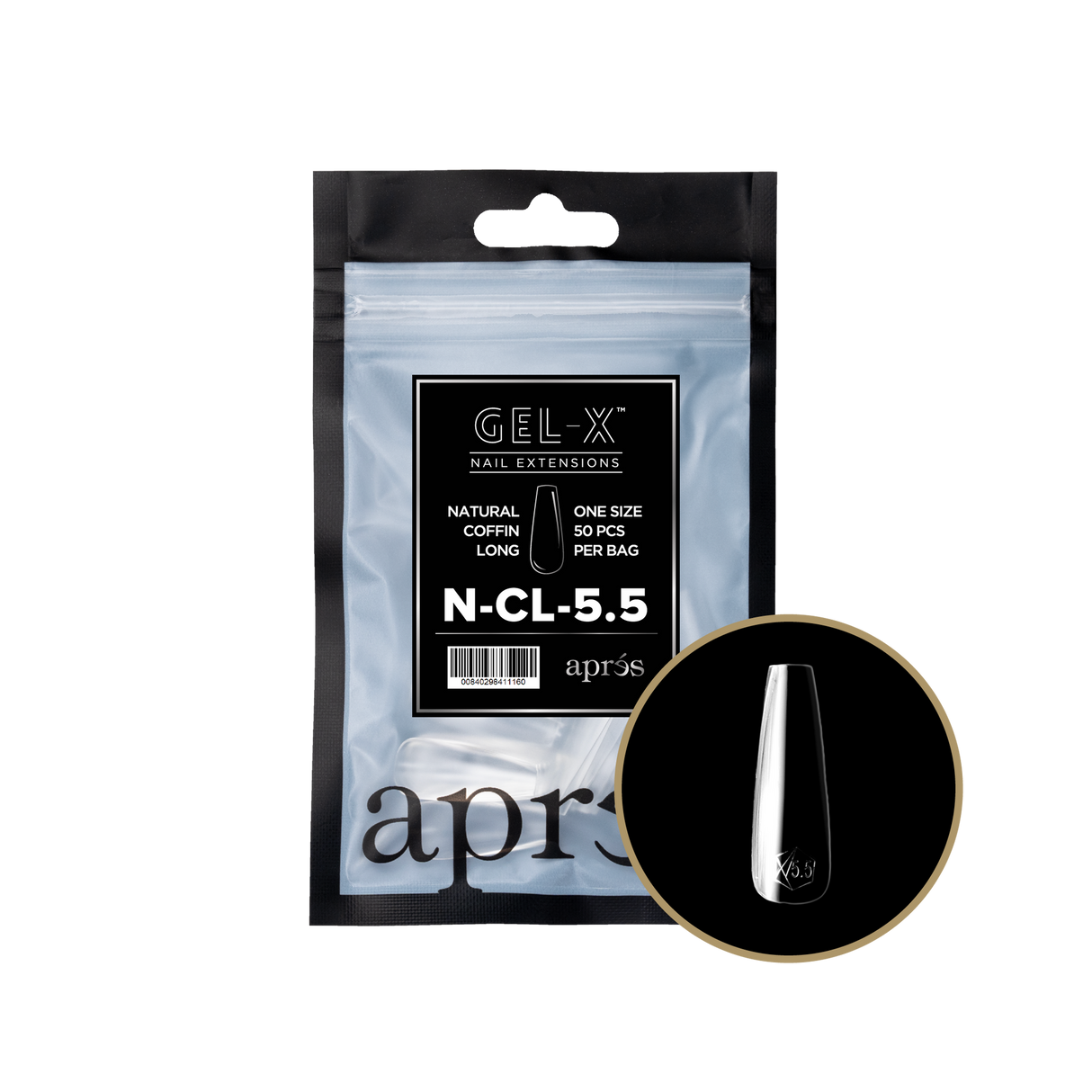 Apres Gel X™ Refill Bags (50pcs) Natural Coffin Long Tips