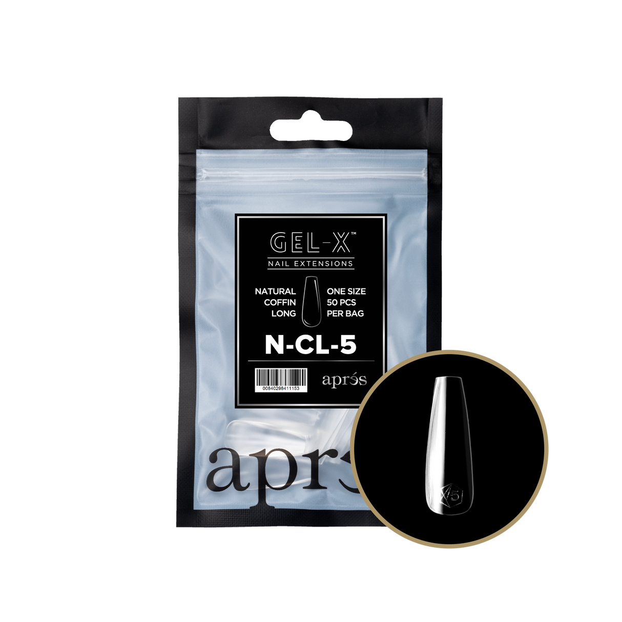 Apres Gel X™ Refill Bags (50pcs) Natural Coffin Long Tips