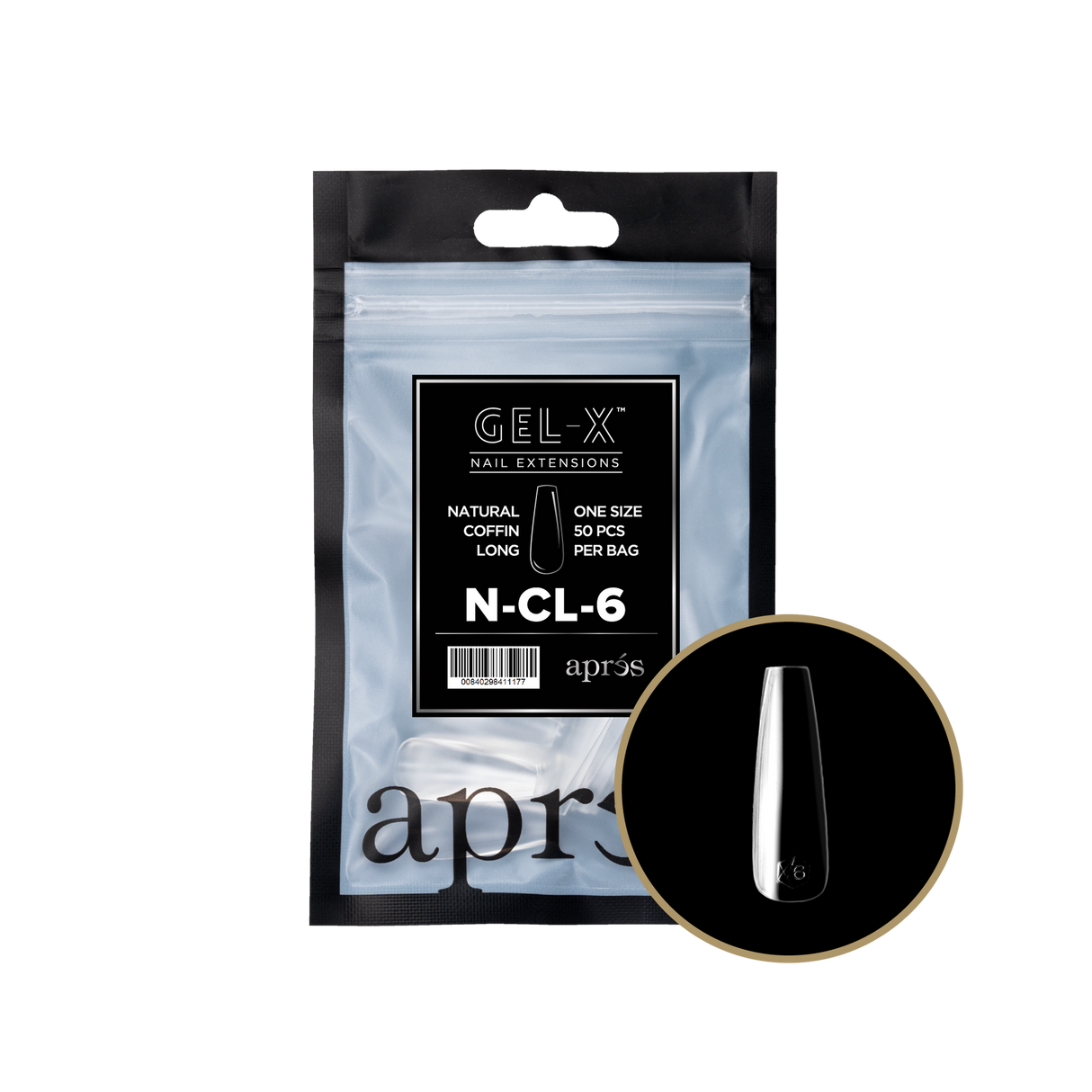 Apres Gel X™ Refill Bags (50pcs) Natural Coffin Long Tips