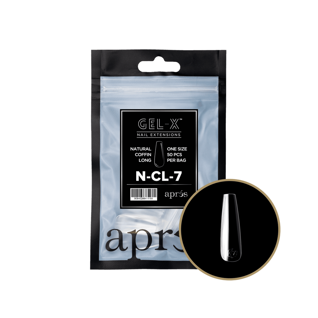 Apres Gel X™ Refill Bags (50pcs) Natural Coffin Long Tips