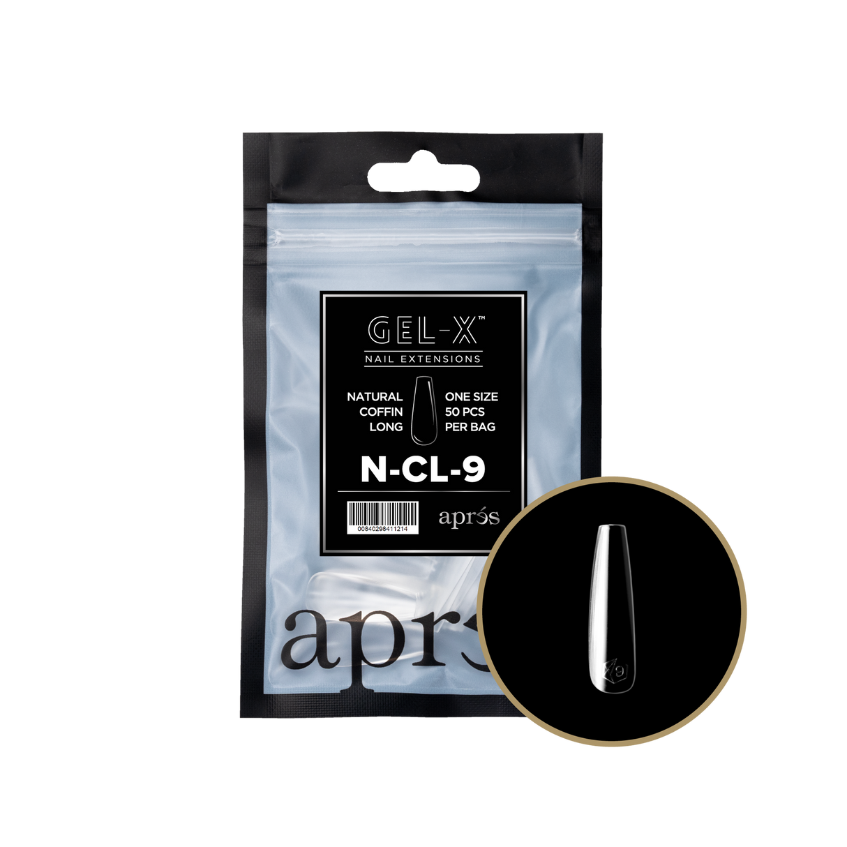 Apres Gel X™ Refill Bags (50pcs) Natural Coffin Long Tips