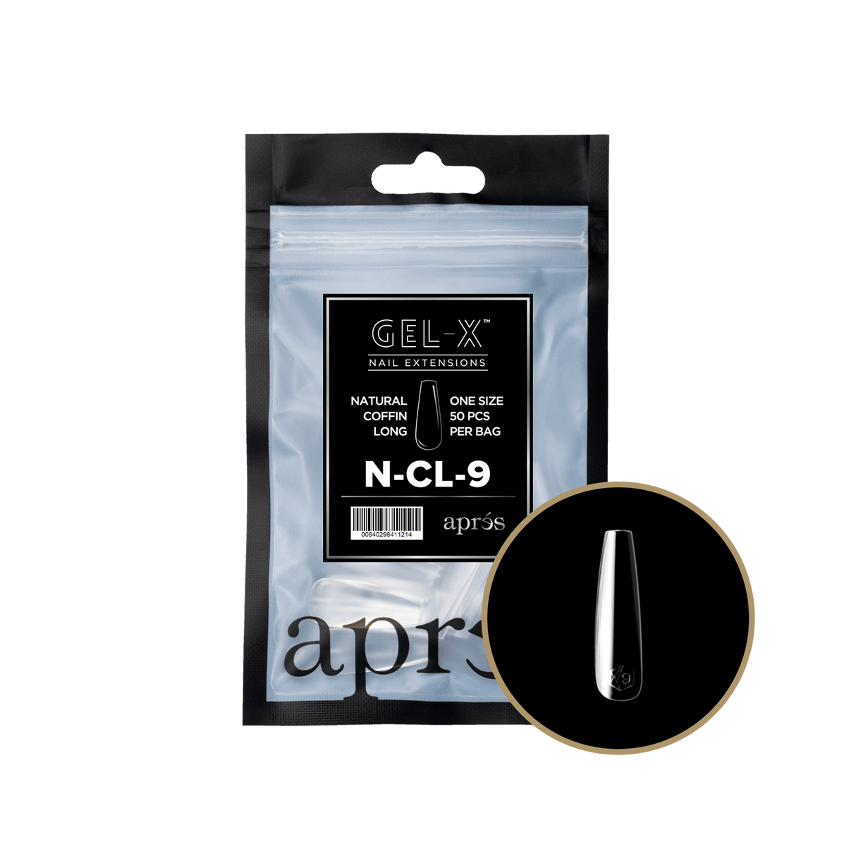 Apres Gel X™ Refill Bags (50pcs) Natural Coffin Long Tips