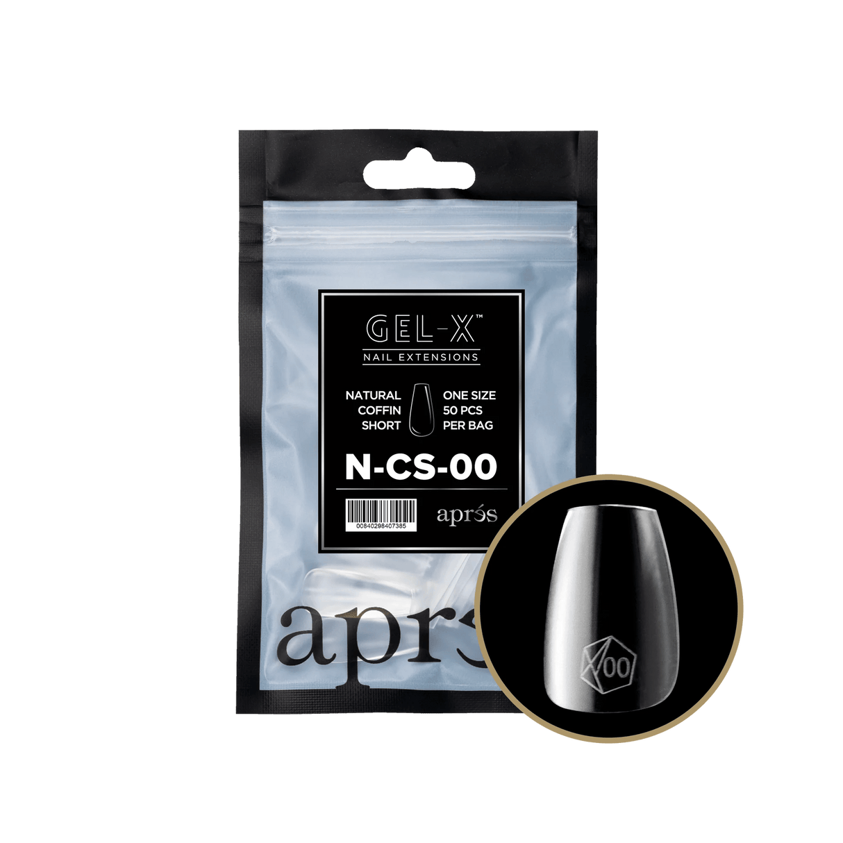 Apres Gel X™ Refill Bags (50pcs) Natural Coffin Short Tips