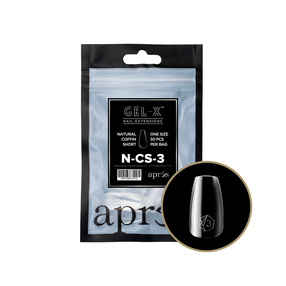 Apres Gel X™ Refill Bags (50pcs) Natural Coffin Short Tips