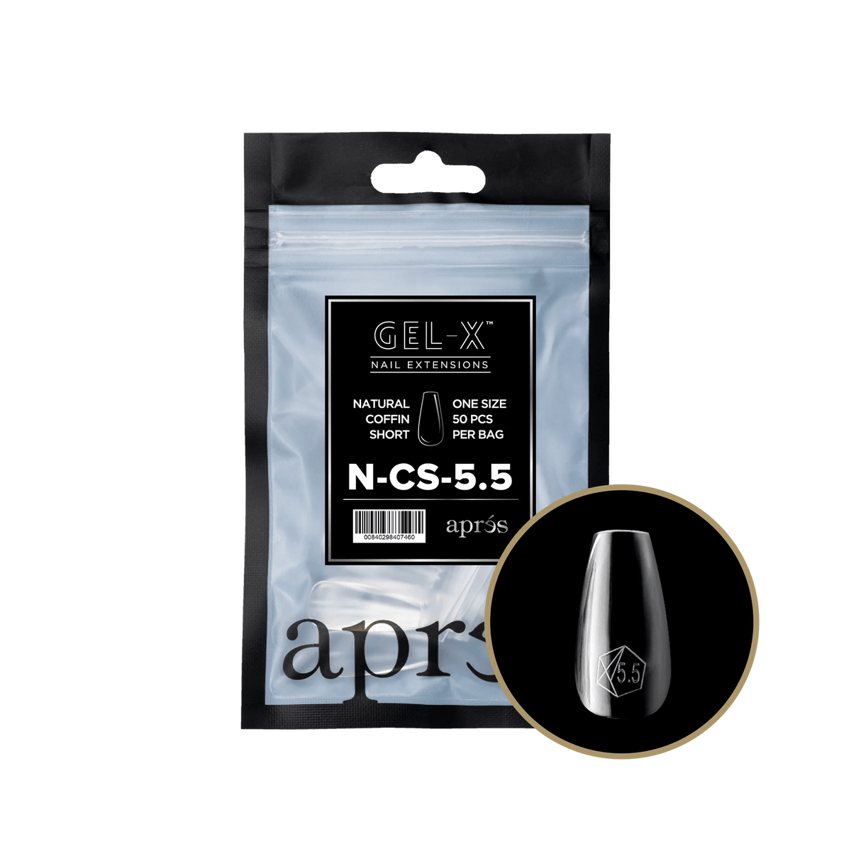 Apres Gel X™ Refill Bags (50pcs) Natural Coffin Short Tips
