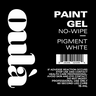Label for paint gel with text and a barcode on a black background 