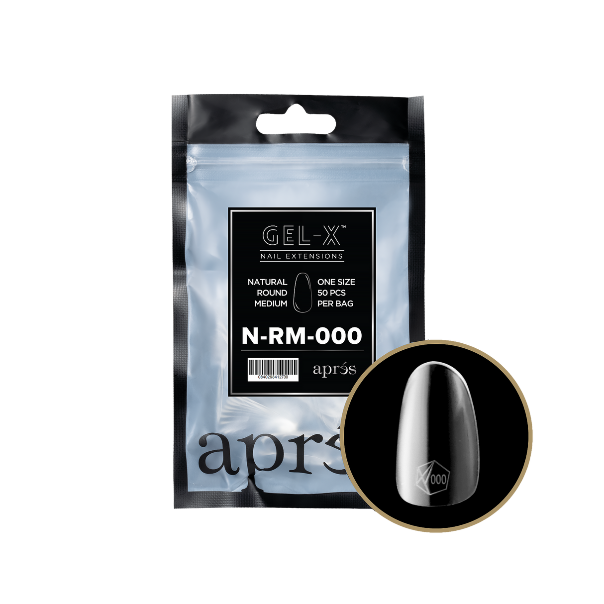 Apres Gel X™ Refill Bags (50pcs) Natural Round Medium Tips