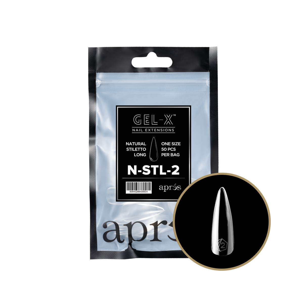 Apres Refill Bags (50pcs) Natural Stiletto Long