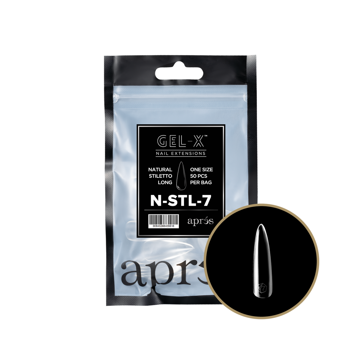 Apres Refill Bags (50pcs) Natural Stiletto Long