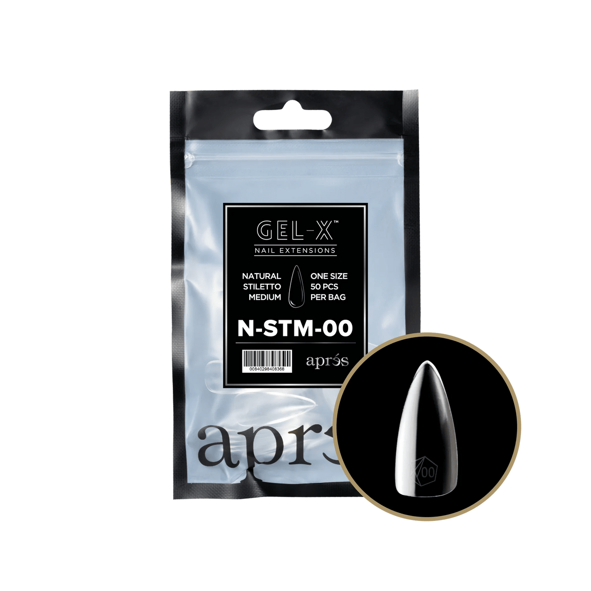 Apres Refill Bags (50pcs) Natural Stiletto Medium Tips